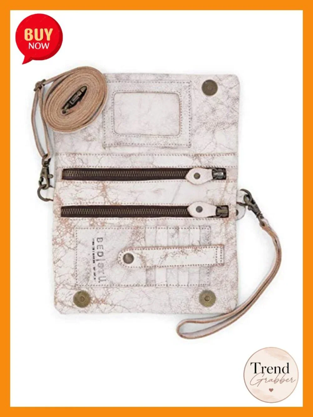 Crossbody Wallet with Distressed Leather, Lightweight & Adjustable Strap
